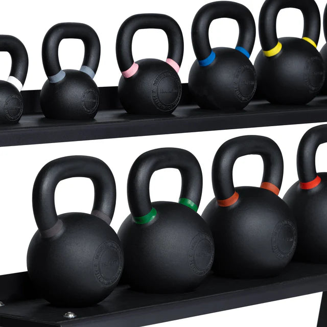Set Kettlebells Premium (4 a 32 KG) + Rack de Almacenamiento IRONSIDE
